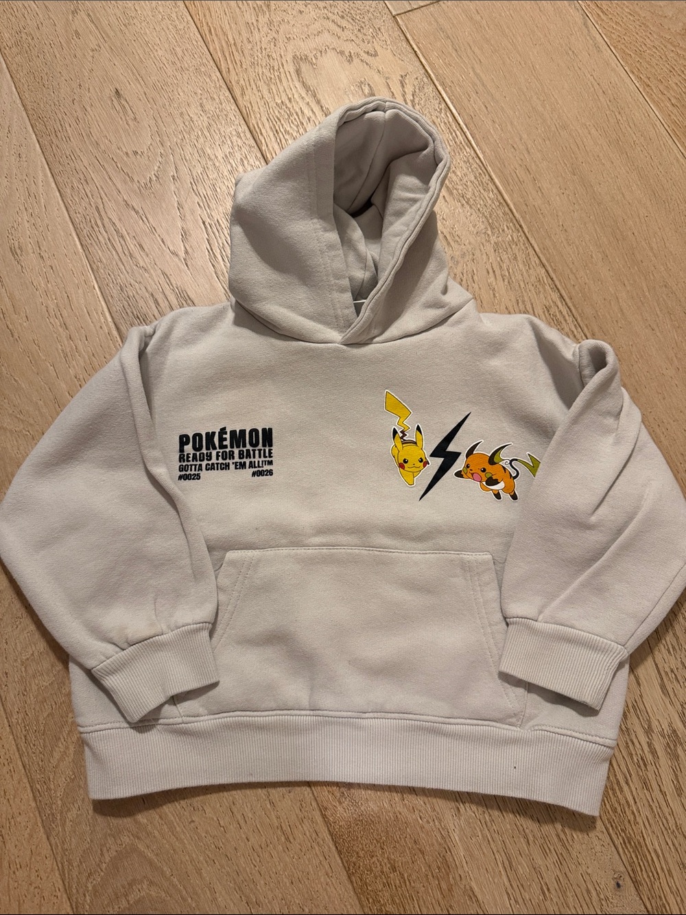 Kids' Zara Light Gray Pikachu Hoodie 5-6